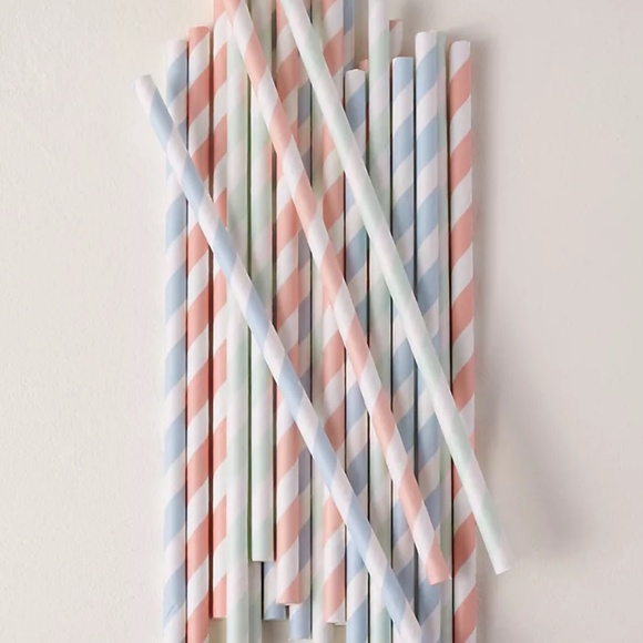 NWT/Sealed Meri Meri Pastel Stripe Paper Straws From Anthropologie [Set of 24] - Picture 1 of 4
